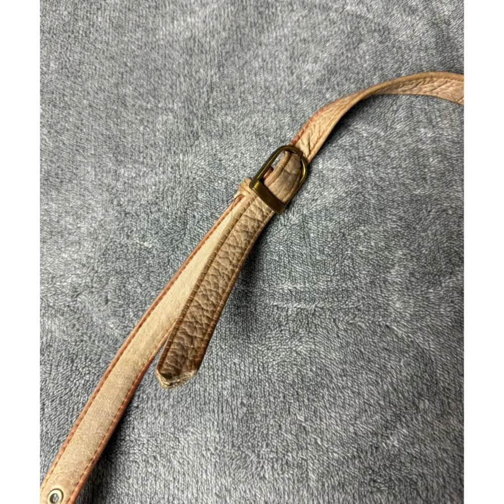 Magnifique Abstract Hand Painted Leather Crossbody Bag Beige Vintage Purse